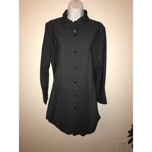 Jason Womens Blue Size XL Crepe Asymmetrical Long Sleeve Zip Up Shirt